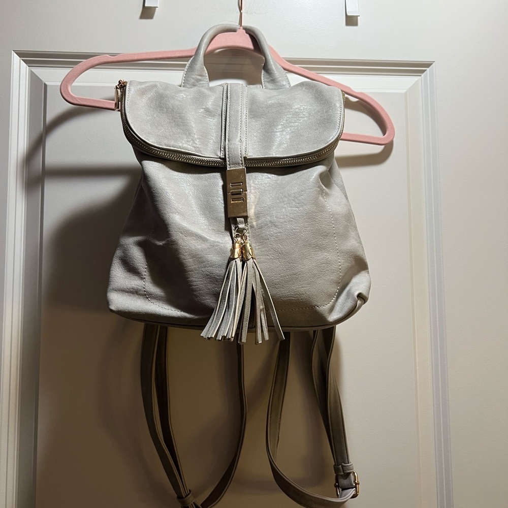 Miztique Gray Backpack with Gold Hardware